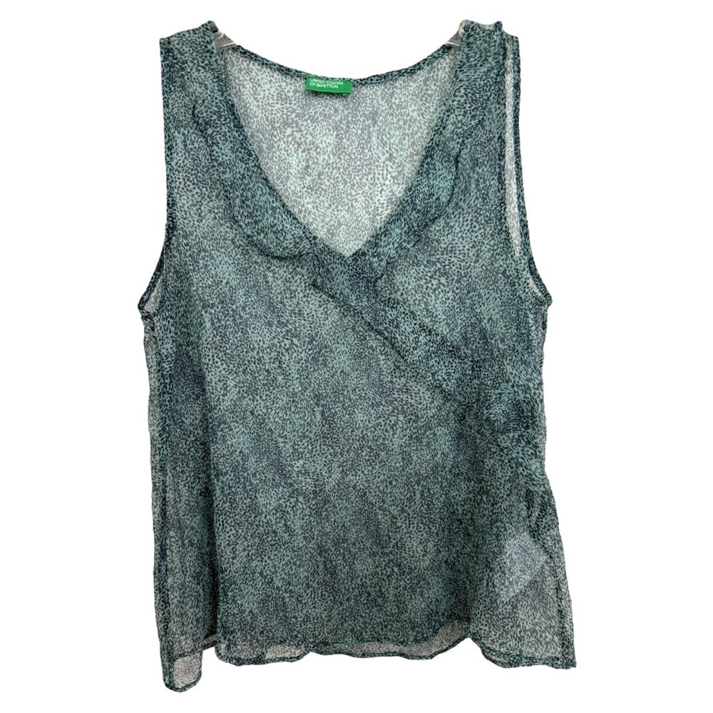 Vintage Y2K Silk Animal Print Tank Top Size Medium United Colors of Benetton